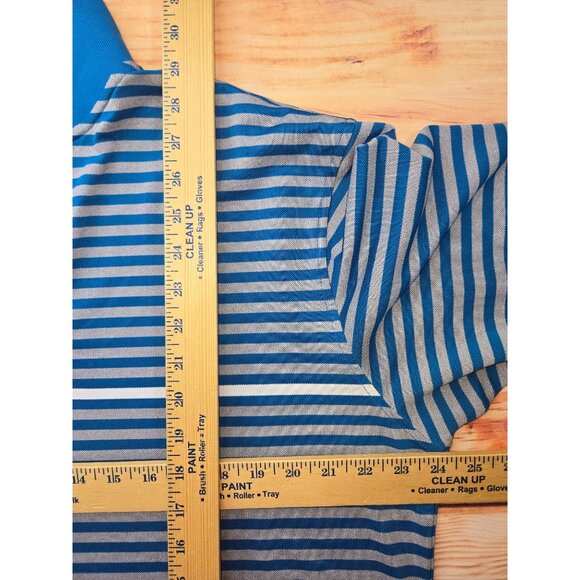 FootJoy FJ Golf Mens Blue Striped Polo Large Striped Lisle - Picture 8 of 8
